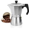 ROSSETTO Caffettiera Italiana Moka Express in Alluminio Expresso - Posate Trasparente (6 Tazze 300 ML)