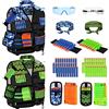 Lehoo Castle Nerf Vest Kit 2 Pack, Kit Gilet Tattico per Bambini per Pistole Nerf N-Strike Elite Series, con 60 Dardi di Ricarica, 2 Custodie per Dardi, 2 Maschere Tattiche, 2 Clip di Ricarica