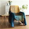 ele ELEOPTION Coperta da Tiro in Ciniglia, Nappe Jacquard Coperta da Tiro Coprisedile per Divano Decorativo Divano da Letto Sedia Morbida, Motivo Tribale Popolare (150 x 190 CM, Blu)