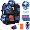 Lehoo Castle Kids Tactical Vest Kit per Nerf Guns N-Strike Elite Series, Nerf Vest per Ragazzi e Ragazze con 30 Freccette di Ricarica, Custodia per Freccette, Maschera Tattica, Ricarica (Blu)