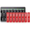 EBL 8 pcs AA Batterie Ricaricabili Durature, 1,5V Pile Ricaricabili da 3000mWh + Caricabatterie a 8 Slot