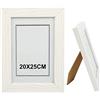 H HANSEL HOME Cornice Legno 20x25cm, Cornice Bianca Foto con Pannello in Vetro per Tavolo e Parete
