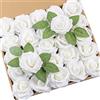 DuHouse Rose artificiali, rose artificiali con steli, vera sensazione al tatto, fiori in schiuma per fai da te, matrimoni, bouquet, baby shower, centrotavola, feste, decorazioni per la casa (avorio)