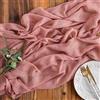 AOKSUNOVA Runner Tavola Natalizio Rosa, in Mussola, Runner Tavolo per Matrimonio, Feste, Casa, 3 m x 80 cm, lavabile,Rosa antico