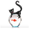 TOOARTS Piccolo ornamento per la casa Tooarts, fatto a mano, in vetro soffiato. Raffigura un gatto e un pesce rosso nella sua boccia., Cat and Goldfish Gift