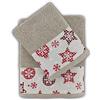Cieffepi Home Collections GRESSONEY - Set Spugna Natalizio 2 Asciugamani (Viso + Ospite) (Beige)