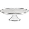 Excelsa Platinum Alzata Torta, Vetro, Trasparente/Bordo Argento, 28x28x26 cm