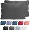 Komfortec Set di 2 federe per cuscino in 100% cotone, 40 x 60 cm, super morbide, 150 g/m², colore antracite