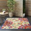 NOURISON Aloha - Tappeto floreale per interni ed esterni, colore: Rosso multicolore di facile manutenzione, 5'3 x 7'5, 5'x 8'