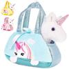 Brubaker Peluche Unicorno Bianco in Borsetta - 20 cm - Peluche in Borsa - Blu Menta