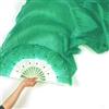 QOTSTEOS Fan di danza, fatto a mano lungo per danza del ventre in bambù, per feste, spettacoli teatrali, costume da ballo da donna (verde)
