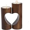 ChasBete Porta Candele da Tavolo a Forma di Cuore, Set Soprammobili Moderni Legno, Centrotavola per Decorazioni Casa - Bruno