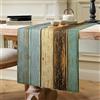 Hanrunsi Runner da tavola verde, moderno, per soggiorno, antico, rustico, in legno, per primavera, blu, marrone, per tavolo da pranzo, feste, matrimoni, runner in lino, 40 x 140 cm