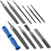 Neiko Set di lime e raspe in metallo, 12 pezzi, 25,4 cm, 20,3 cm e 15,2 cm, extra sottili, mezza, fresa e rotonde, manici in PVC blu, acciaio al carbonio trattato termicamente