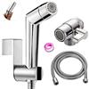 ABSOK Doccetta bidet a mano, doccetta regolabile ABS Cromo kit spray per pannolini per bambini, con erogatore per rubinetto, tubo e gancio o supporto a parete
