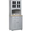 HOMCOM Credenza Alta per Cucina in Legno in Stile Classico, Grigio, 68x39.5x170cm|Aosom