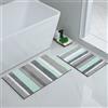 Homaxy Set di 2 tappetini da bagno antiscivolo, in microfibra, assorbenti, morbidi, a pelo lungo, 40 x 60 cm + 50 x 80 cm, verde/grigio