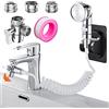Roscid Set Doccetta per Lavandino con 2M Tubo Telescopico per Bagno, Cucina, Bidet, Doccino per Doccia con Rubinetto Adattatore M22-M24, G1/2 (Rubinetto non Incluso), Tubo Bianco