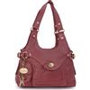 Catwalk Collection Handbags - Vera Pelle - Borsa a Spalla/Borse a Mano - Con Ciondolo a Forma di Gatto - Roxanna - ROSSO