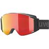 uvex g.gl 3000 TO, occhiali da sci unisex, con lente intercambiabile, campo visivo ampliato, privo di appannamenti, black matt/red-lasergold lite, one size