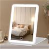 FASCINATE Specchio da viaggio ricaricabile, per il trucco, cosmetico, con 72 luci LED, con 3 colori di luce regolabili pieghevole