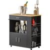 SoBuy Mobile Cucina Salvaspazio Credenza Cucina Carrello Cucina con Ruote Mobiletto Cucina Dispensa Madia Cucina Mobile Cucina con Ripiani nero 82x46x88 cm FKW113‑SCH