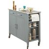 SoBuy Carrello da Cucina con Piano in Acciaio Inox, Isola da Cucina Multifunzionale con Ripiano Laterale, Credenza con Ruote, Mobile da Cucina con Design Compatto (Grigio) 107x46x94 cm FKW108-HG