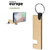 Portachiavi pubblicitari eco in bamboo con supporto per smartphone personalizzati Evans personalizzate o neutre