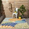 NOURISON Aloha - Tappeto floreale per interni ed esterni, colore: blu multicolore 5'3 x 7'5 (5'x8')