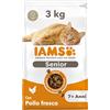 IAMS Cibo secco per gatti Senior - Cibo secco per gatti anziani dai 7 anni in su con pollo fresco, 3 kg