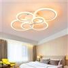 Universo Lampadario da soffitto led 6 luci cerchi plafoniera design stile moderno lampada per camera salotto (Luce calda)