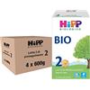 HiPP - Latte 2 di Proseguimento Bio, Latte in Polvere per Neonati, Indicato dal 6° Mese Compiuto, 4 Confezioni da 600 gr