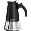The London Sip Caffettiera Acciaio Inossidabile per Fornello a Induzione, Caffè come al bar direttamente a casa tua con la moderna caffettiera cromata, nera, 6 tazze (300 ml)