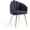 Oresteluchetta Sedia Ville, Velluto, Sedie design elegante, effetto velluto Grigio, cm. H.85 L.60 P.58