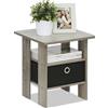 Furinno Andrey tavolino comodino con cassetto portaoggetti, Rovere Francese/Nero