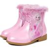 YOSICIL Stivali Invernali Bambine e Ragazze Scarponcini Pelle Bambina Scarpe Principessa Stivaletti Caldo Frozen Partito Paillettes da Ragazza Antiscivolo Pelle Bootie Ragazze,Rosa31EU