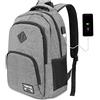 YAMTION Zaino per computer portatile da 17,3 pollici da uomo con porta USB di ricarica per business university 35L (17,3 pollici, B6-grigio)
