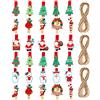 Kiiwah 30pcs Mollette di Legno Natale, Mini Mollette con Spago di Iuta per Foto Carte Ornamenti di Appesi Decorazioni Murali Albero di Natale