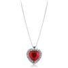 Gioielli di Valenza Collana in oro bianco 18k con pendente a cuore in diamanti e rubino
