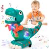 Thedttoy Giocattolo di Dinosauro Che Striscia per Bambini con Musica e LED Luci, Interazione Bambino Rilevamento Automatico per Evitare Ostacoli, Compleanno Regalo per Bambino Bambina 1 2 3+ Anno