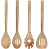 KitchenAid 4-Piece Bamboo Tool Set with Solid Spoon, Slotted Spoon, Slotted Turner and Pasta Server, Natural
