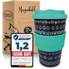Morgenheld Tazza da Caffè da Asporto Blacky Ocean 380ml Porcellana Mug takeaway con tappo in silicone, senza BPA, Coffee-to-go Cup da Viaggio con coperchio, Perfetta per caffè tè e in movimento