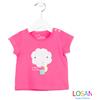 Losan - T-Shirt Bimba Baby Stampata Rosa 3-6m