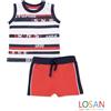 Losan - Completo Newborn Bimbo Maglietta a Righe e Bermuda 3-6m