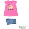 Losan - Completo Shorts + Maglietta Fucsia Baby Bambina 12-18m