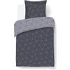 VISION - Set copripiumino reversibile Hugo Antracite - Set copripiumino 140 x 200 cm con 1 federa per cuscino per letto singolo - 100% cotone …