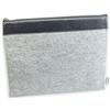 effektivo Borsa in feltro grigio e applicazione in finta pelle nero, borsa per documenti, cosmetica, matite, tablet, 33 x 26 cm, adatta per documenti fino a DIN A4