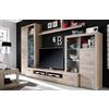 AVANTI TRENDSTORE - Festivo - Parete da soggiorno in laminato di quercia San Remo, Illuminazione LED compresa, Dimensioni: LAP 310x204x46 cm