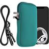 kwmobile Custodia in Neoprene con Zip per Smartphone - Portacellulare a Tracolla - Porta Cellulare da Collo Universale - Borsa Cover Telefono petrolio