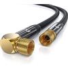 CSL-Computer 1,5m Cavo satellitare con ANGOLO a 90 - Impedenza 75 Ohm 135dB HDTV 4K - Cavo coassiale parabola ricevitore - per DVB-T DVB-S DVB-S2 - Tripla schermatura - Metallo pieno - Placato oro - Nero 1,5 metri